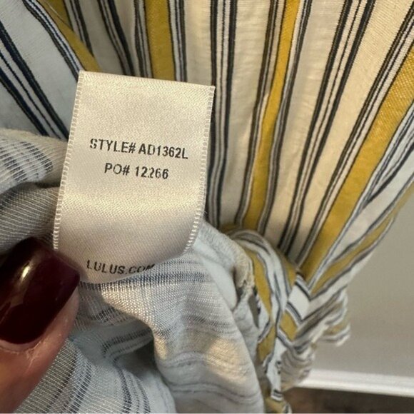 Lulus High Tide One-Shoulder Yellow & White Striped Midi Dress Size Small - Picture 12 of 12